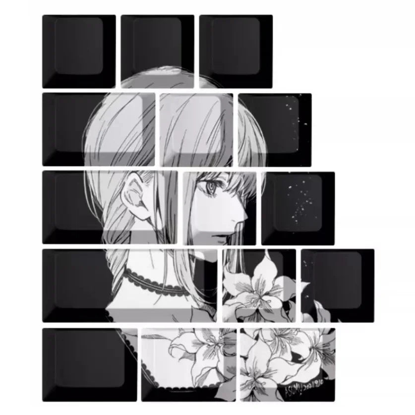 Dark Anime-Style PBT Keycap Set (129 Keys)