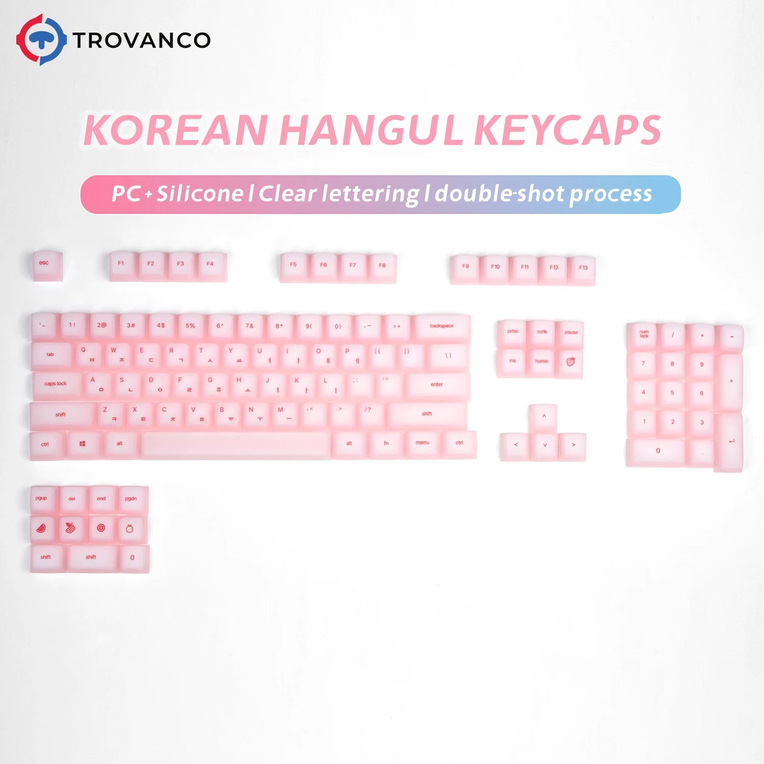 Pink Hangul PC Silicone Keycap Set (Cherry Profile, 113 Keys)