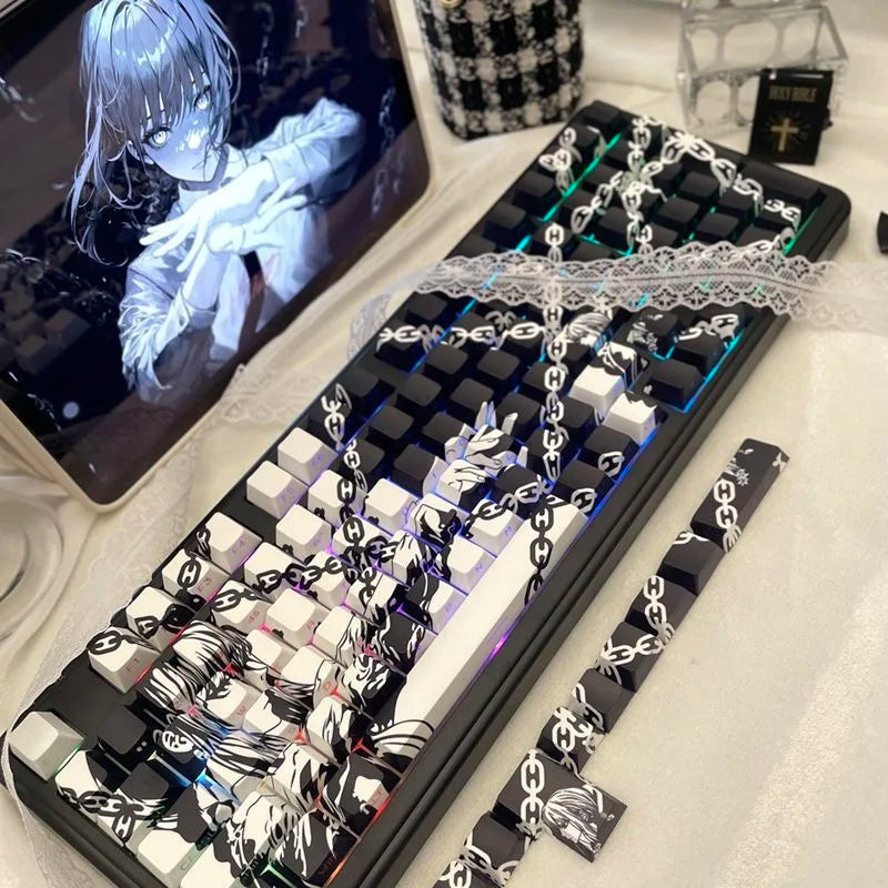 Dark Anime-Style PBT Keycap Set (129 Keys)