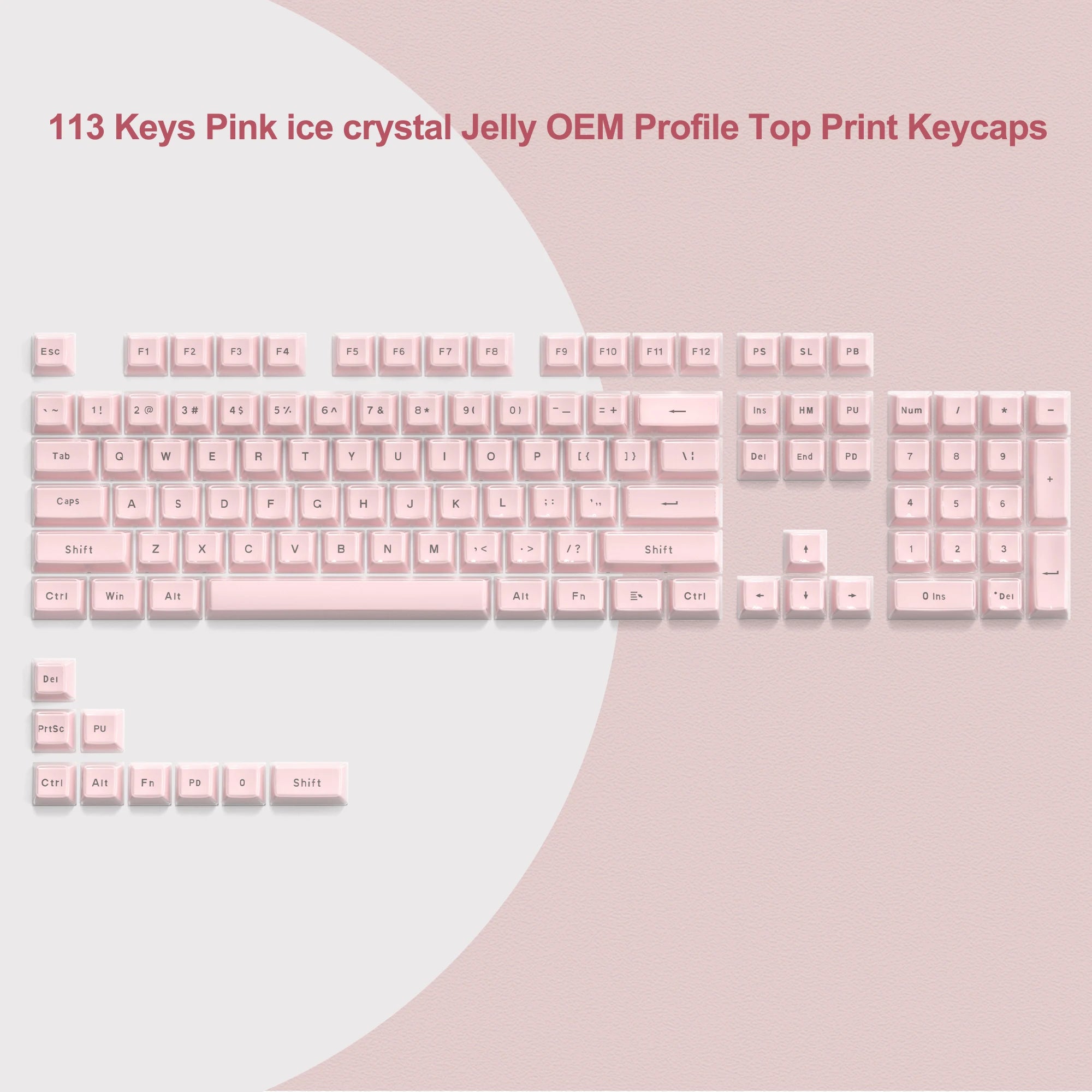 Jelly Crystal Translucent Side-Print Keycap Set (OEM, 113 Keys)