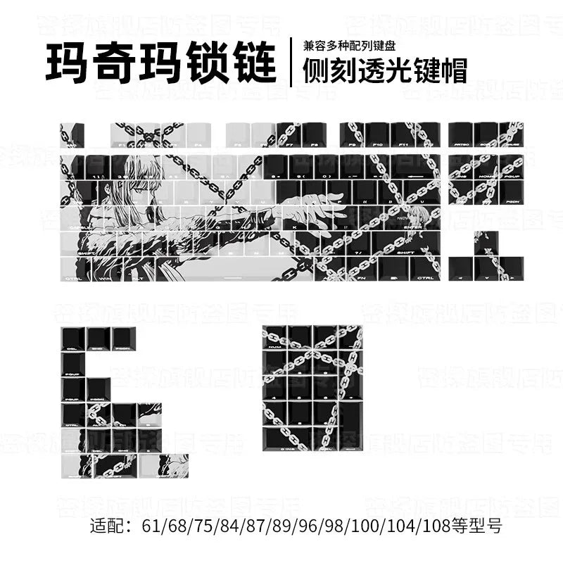 Dark Anime-Style PBT Keycap Set (129 Keys)