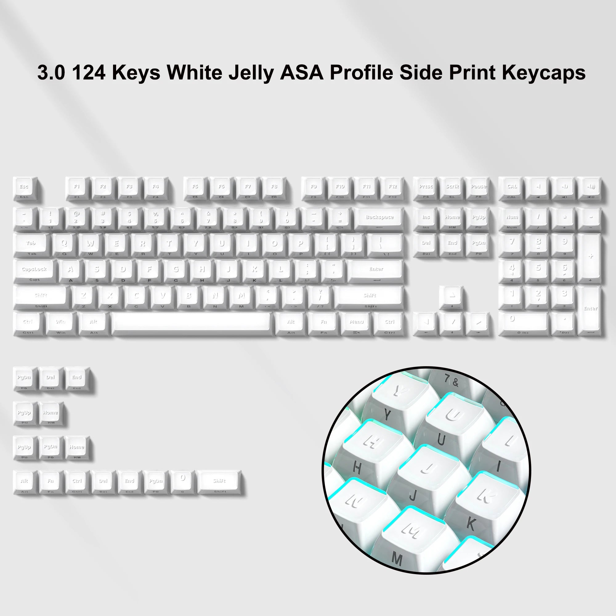 Jelly Crystal Translucent Side-Print Keycap Set (OEM, 113 Keys)