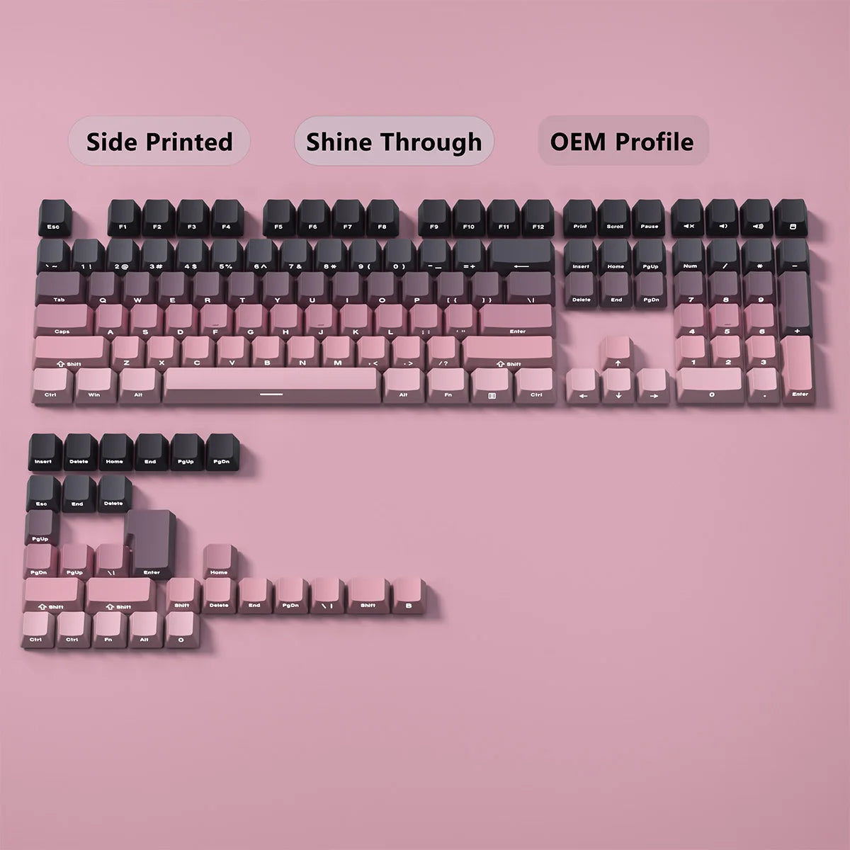 Gradient Side-Print PBT Double-Shot Keycap Set (OEM, 130+ Keys)