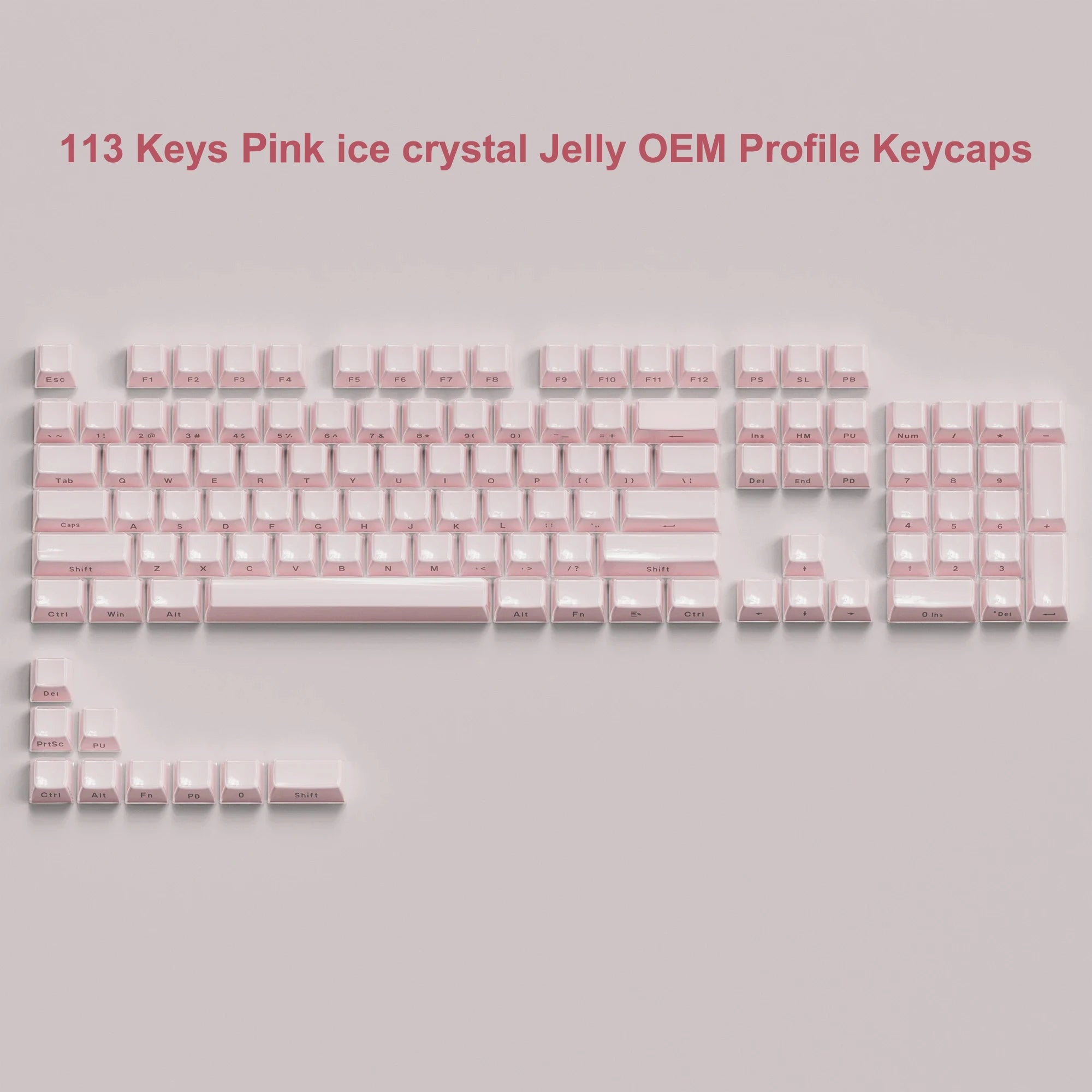 Jelly Crystal Translucent Side-Print Keycap Set (OEM, 113 Keys)