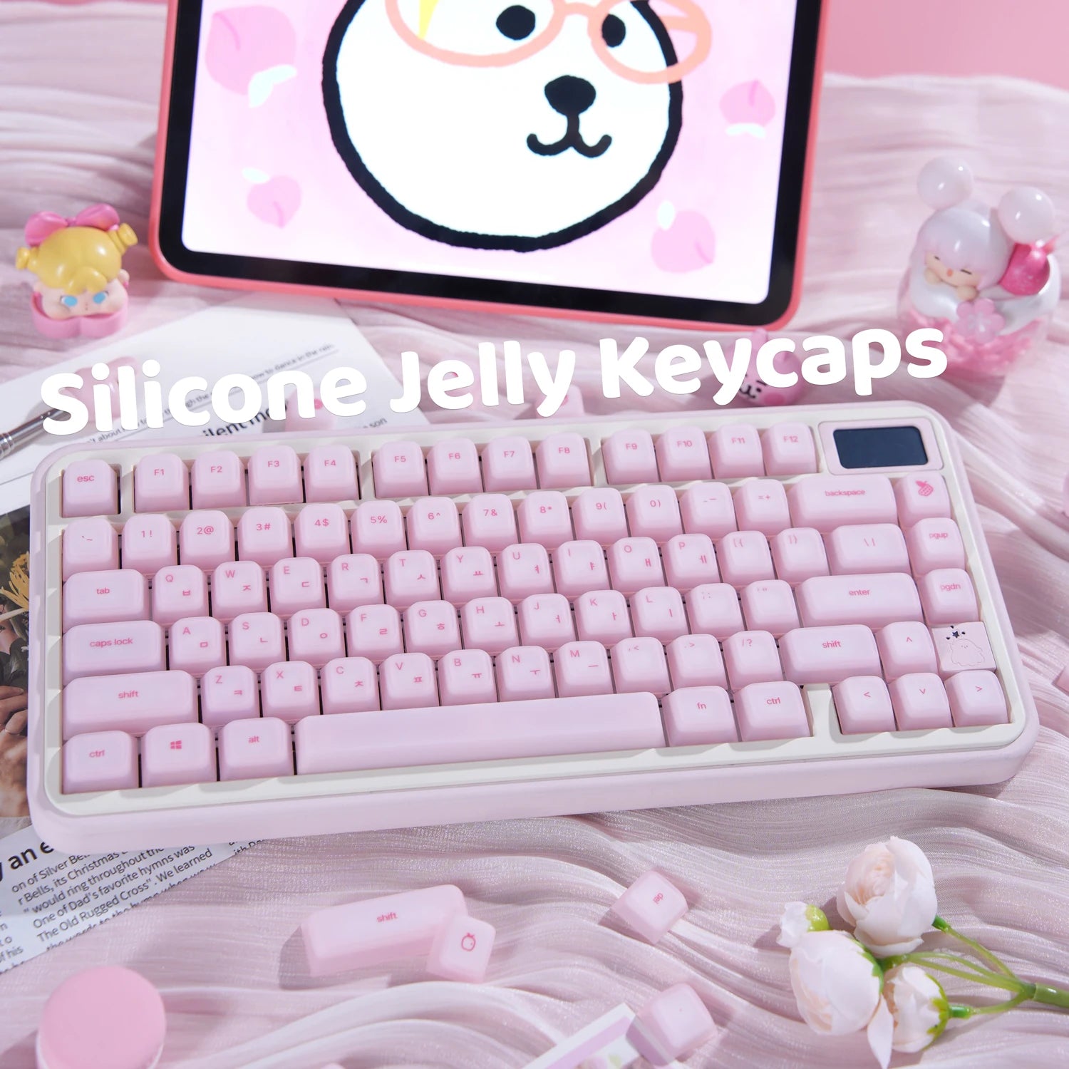 Pink Hangul PC Silicone Keycap Set (Cherry Profile, 113 Keys)