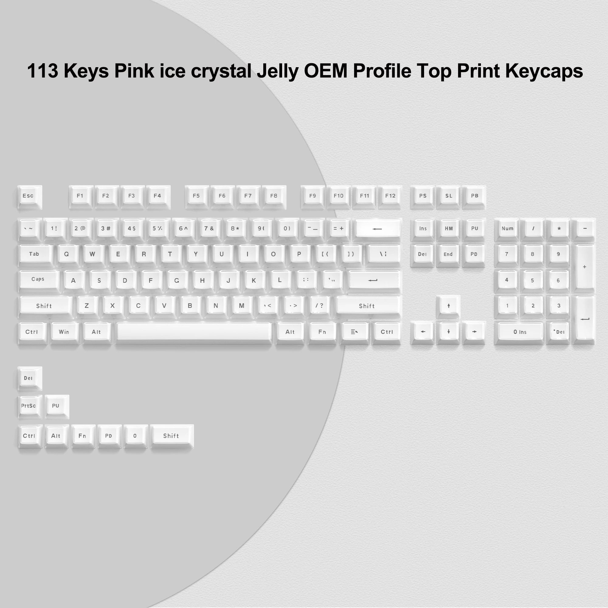 Jelly Crystal Translucent Side-Print Keycap Set (OEM, 113 Keys)
