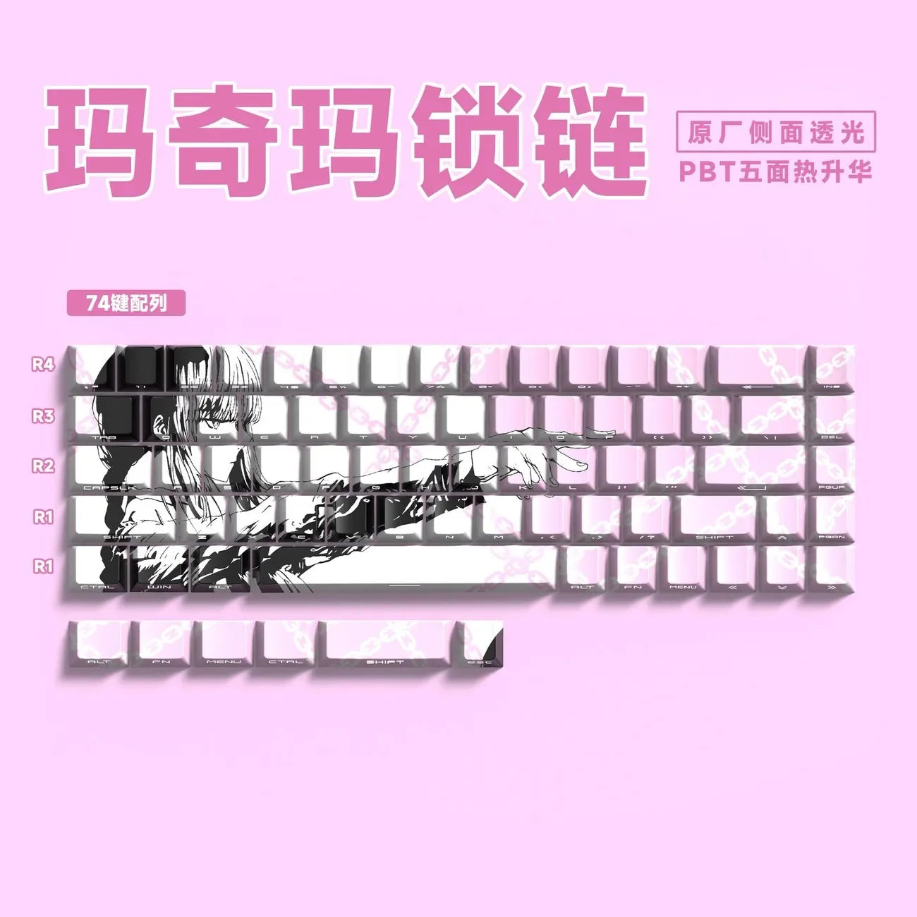 Dark Anime-Style PBT Keycap Set (129 Keys)
