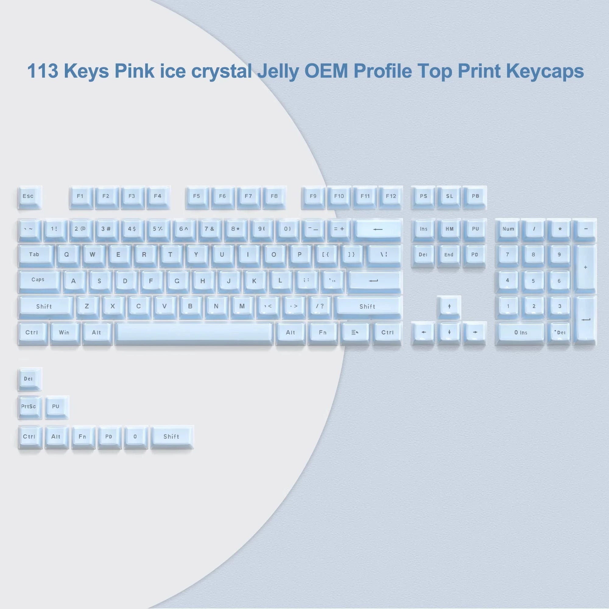 Jelly Crystal Translucent Side-Print Keycap Set (OEM, 113 Keys)