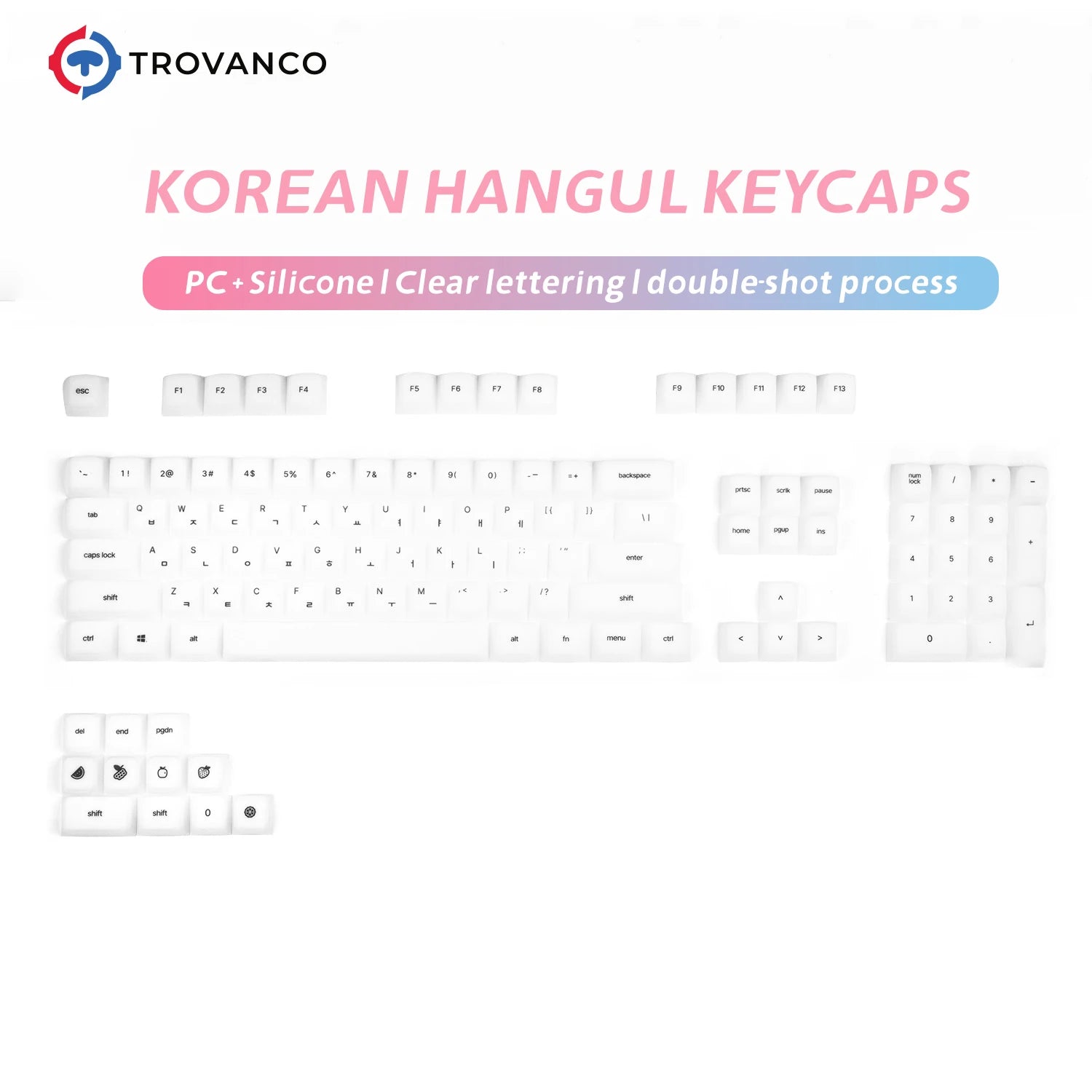 Pink Hangul PC Silicone Keycap Set (Cherry Profile, 113 Keys)