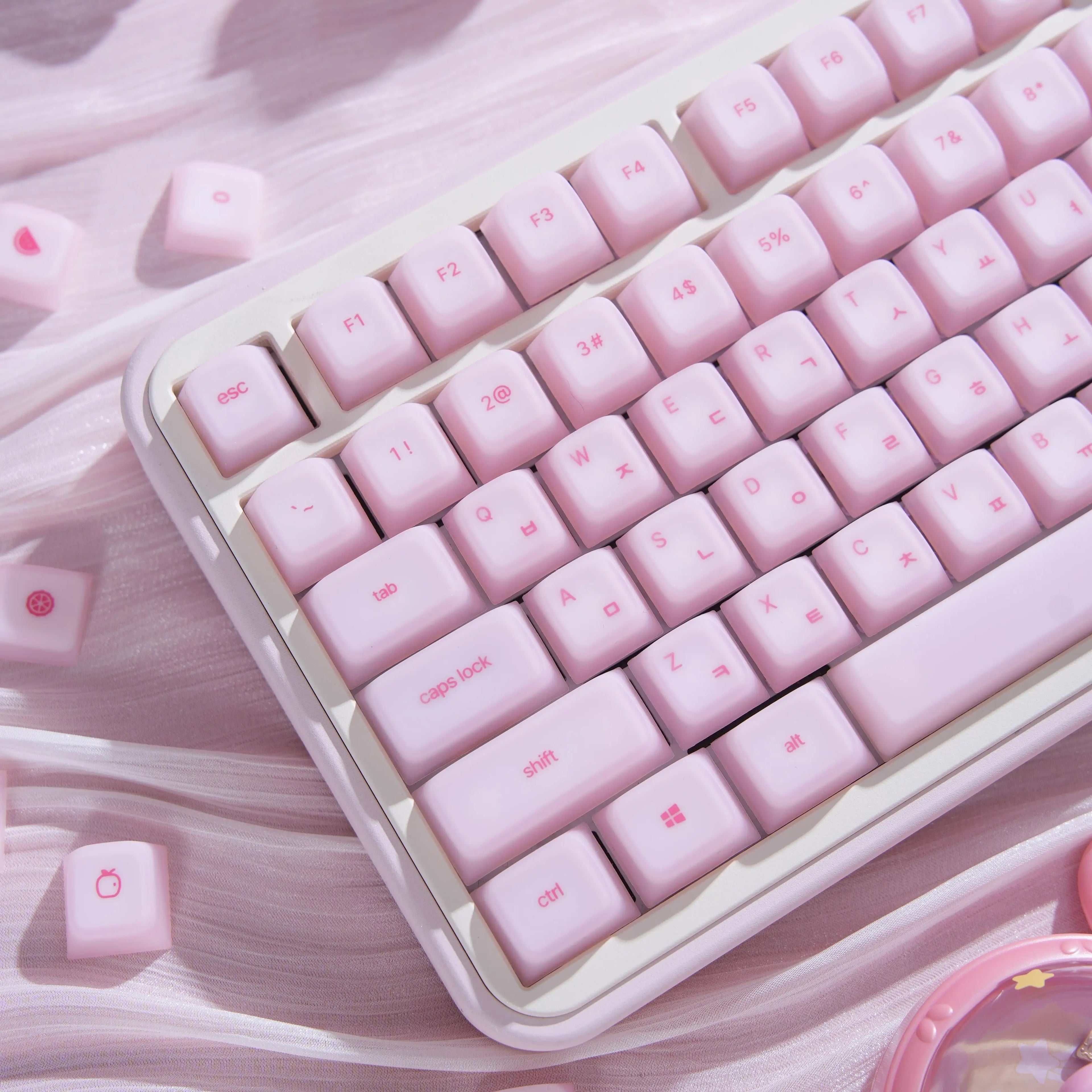 Pink Hangul PC Silicone Keycap Set (Cherry Profile, 113 Keys)